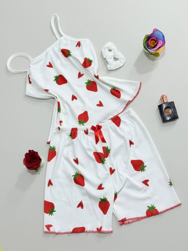 تاپ و شورتک کبریتی توت فرنگی سایز ۳۶ تا ۴۲