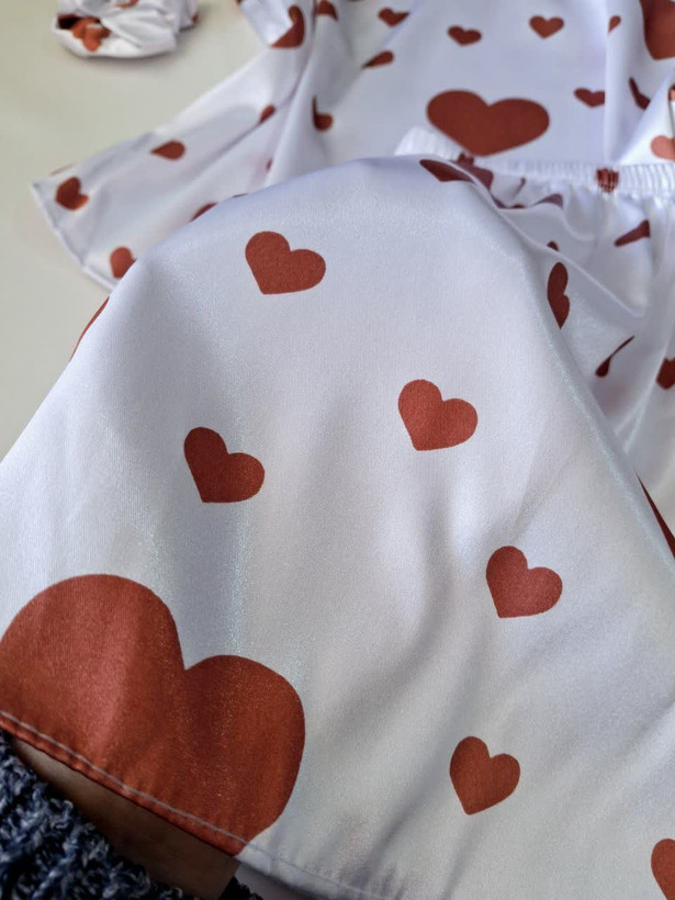 تاپ و شورتک ساتن قلب